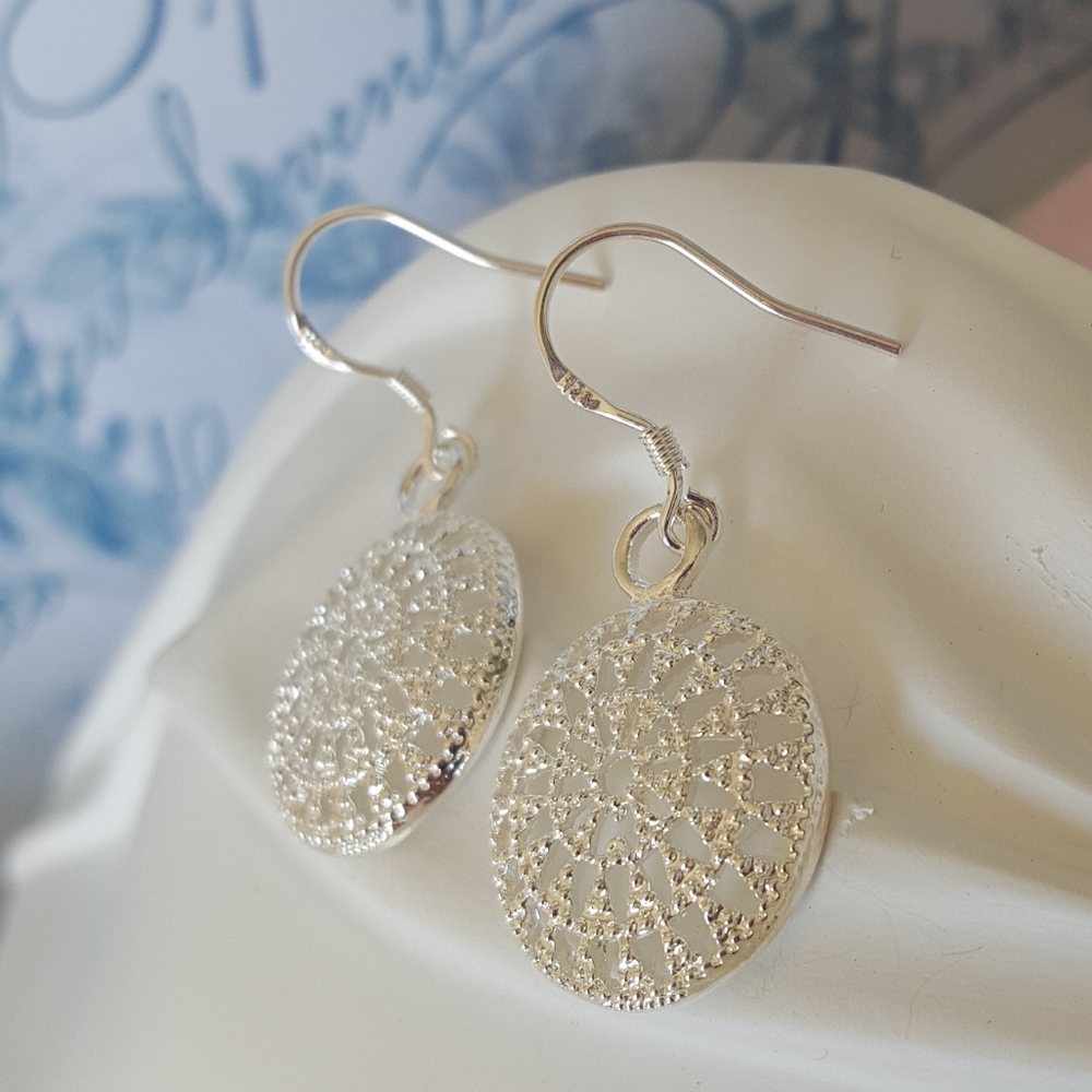 Sterling Silver Geometric Earrings - Picture 4 of 6